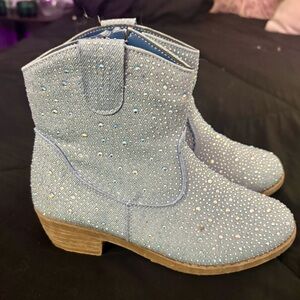 Girls Size 12 Blue Rhinestone Boots